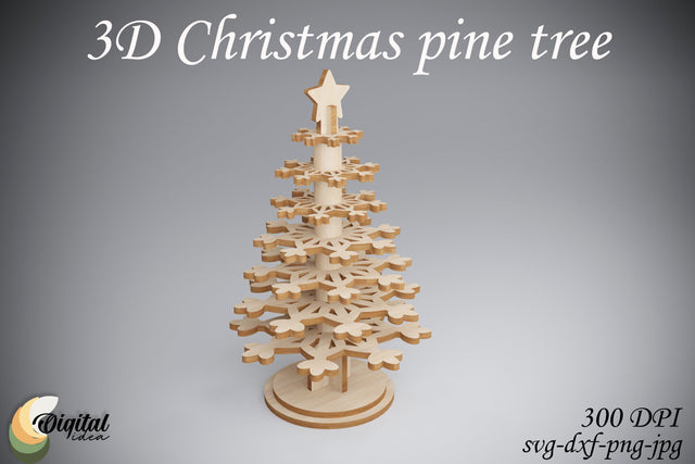 3D Snowflake. Laser Cut. 3D Christmas Pine Tree SVG Evgenyia Guschina 