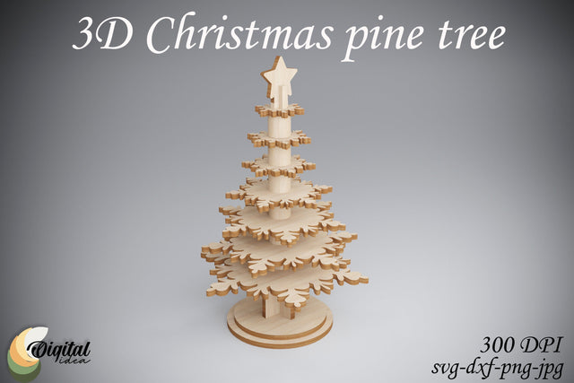 3D Snowflake. Laser Cut. 3D Christmas Pine Tree SVG Evgenyia Guschina 