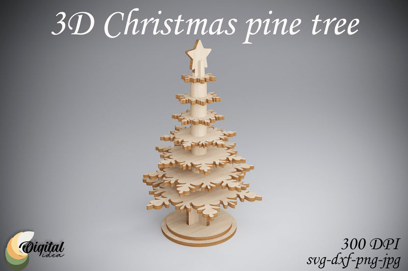 3D Snowflake. Laser Cut. 3D Christmas Pine Tree SVG Evgenyia Guschina 