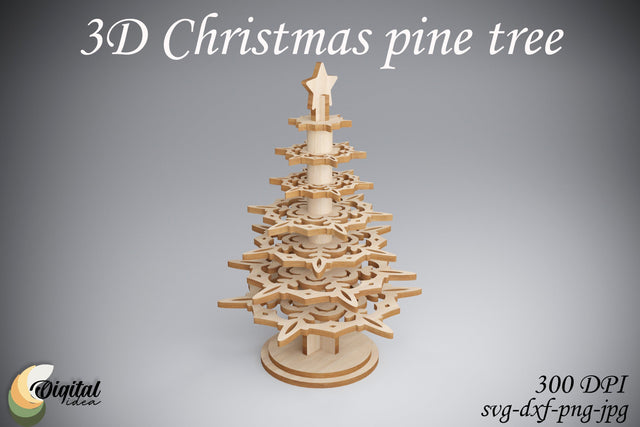 3D Snowflake. Laser Cut. 3D Christmas Pine Tree SVG Evgenyia Guschina 