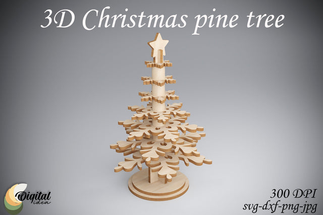 3D Snowflake. Laser Cut. 3D Christmas Pine Tree SVG Evgenyia Guschina 