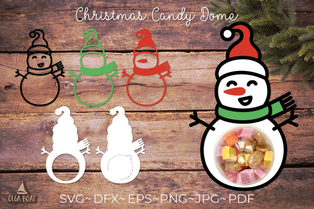 3d Snowman layered svg | Christmas candy dome holder SVG Olga Boat Design 