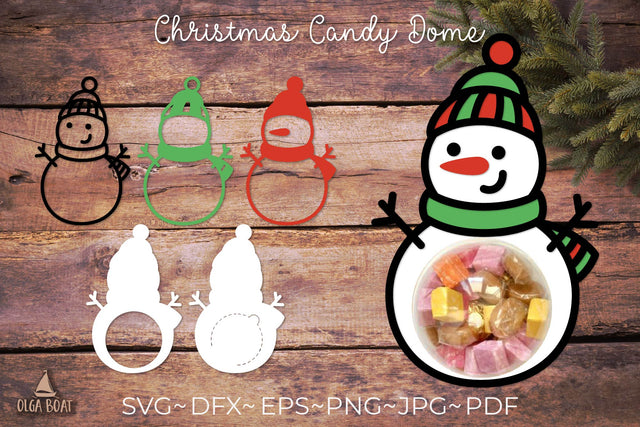 3d Snowman paper cut svg | Christmas candy dome holder SVG Olga Boat Design 