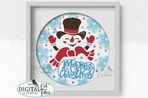 3D snowman shadow box svg papercut template SVG kartcreationii 