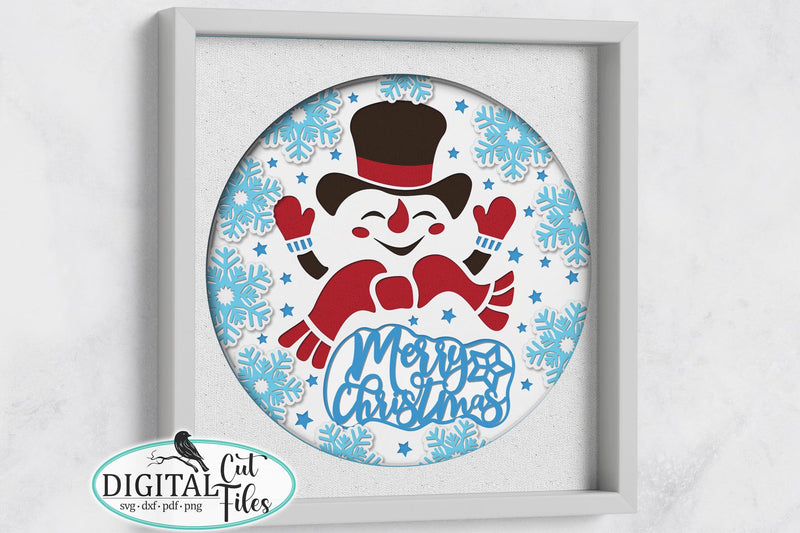 3D snowman shadow box svg papercut template SVG kartcreationii 
