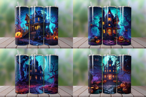 3D Spooky Haunted House Tumbler Bundle Sublimation Regulrcrative 