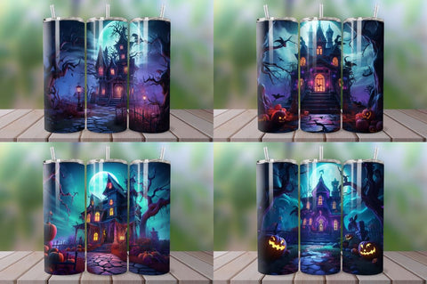 3D Spooky Haunted House Tumbler Bundle Sublimation Regulrcrative 