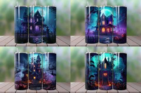 3D Spooky Haunted House Tumbler Bundle Sublimation Regulrcrative 