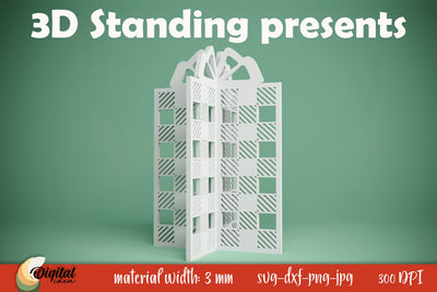 3D Standing Present. Christmas Gift Laser Cut. Present SVG SVG Evgenyia Guschina 
