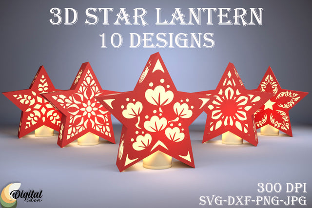 3D Star lanterns bundle. Papercut nightlamp. Paper light 3D Paper Evgenyia Guschina 