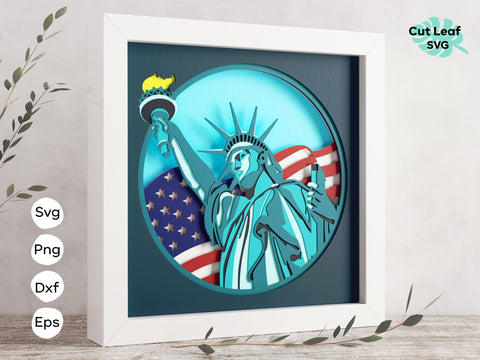 3d Statue of Liberty svg - 4th of July Shadow box svg, New York 3d svg, Independence Day 3d shadow box, files for Cricut, for Silhouette SVG CutLeafSvg 