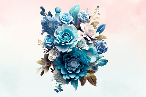 3d sublimation Blue Floral Bouquet Clipart Sublimation FloridPrintables 