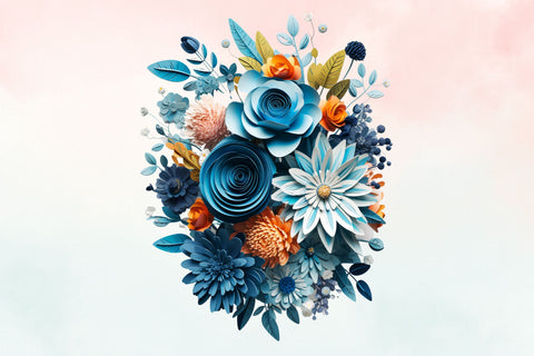 3d sublimation Blue Floral Bouquet Clipart Sublimation FloridPrintables 