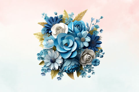 3d sublimation Blue Floral Bouquet Clipart Sublimation FloridPrintables 