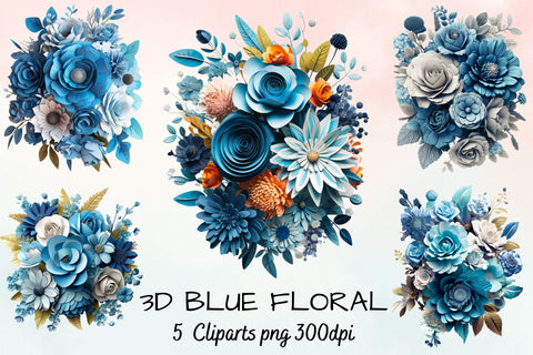 3d sublimation Blue Floral Bouquet Clipart Sublimation FloridPrintables 