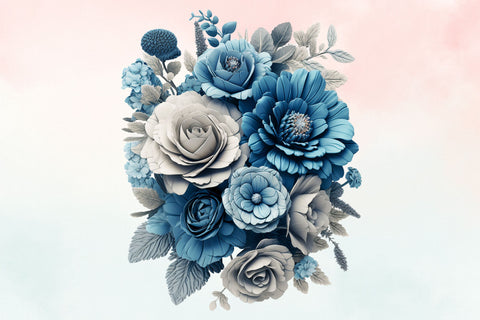 3d sublimation Blue Floral Bouquet Clipart Sublimation FloridPrintables 