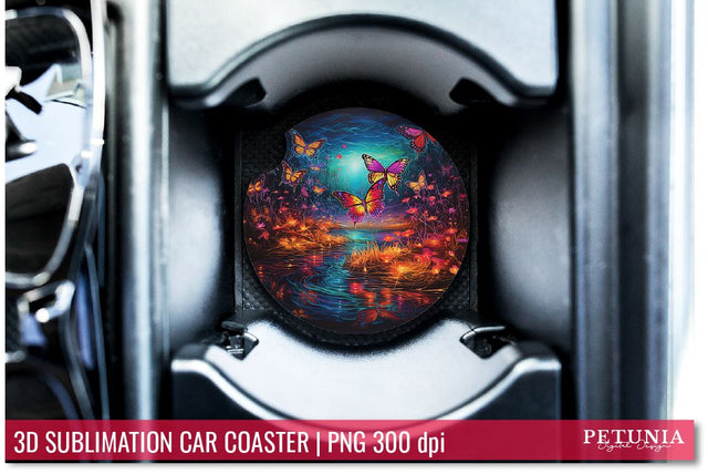 3D Sublimation Car Coaster | Car Coaster Sublimation Design Sublimation Petunia Digital Design 