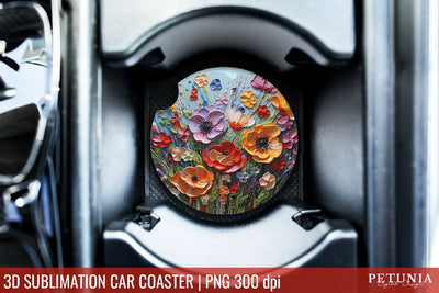 3D Sublimation Car Coaster | Car Coaster Sublimation Design Sublimation Petunia Digital Design 