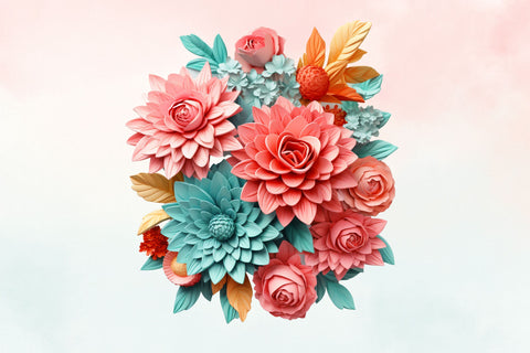 3d Sublimation Coral Floral Clipart Sublimation FloridPrintables 