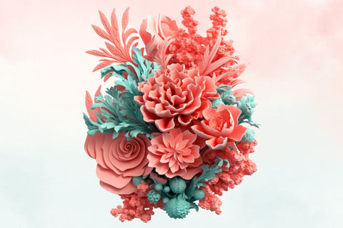 3d Sublimation Coral Floral Clipart Sublimation FloridPrintables 