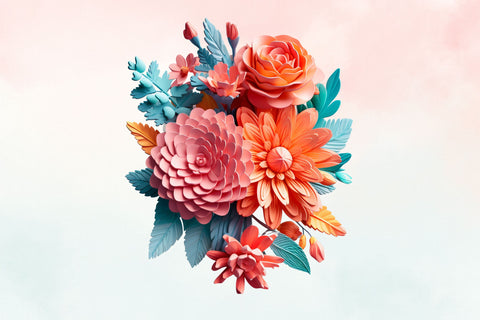 3d Sublimation Coral Floral Clipart Sublimation FloridPrintables 