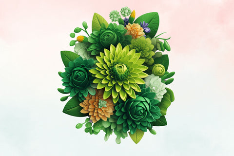 3d sublimation Green Floral Bouquet Clipart Bundle, 3D Sublimation FloridPrintables 