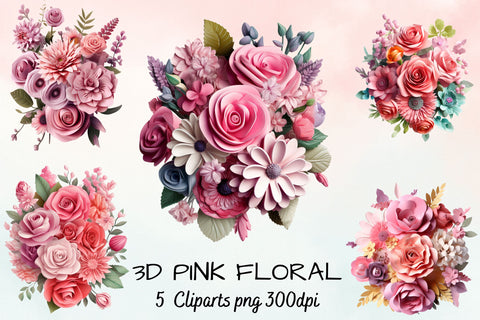 3d sublimation Pink Floral Bouquet Clipart Sublimation FloridPrintables 