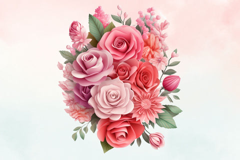 3d sublimation Pink Floral Bouquet Clipart Sublimation FloridPrintables 