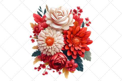 3d sublimation Red Floral Bouquet Clipart Bundle, Sublimation, 3d sublimation Sublimation FloridPrintables 