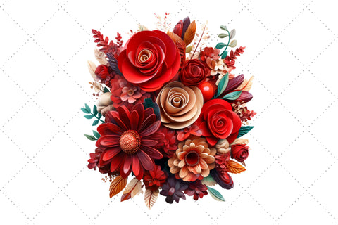 3d sublimation Red Floral Bouquet Clipart Bundle, Sublimation, 3d sublimation Sublimation FloridPrintables 