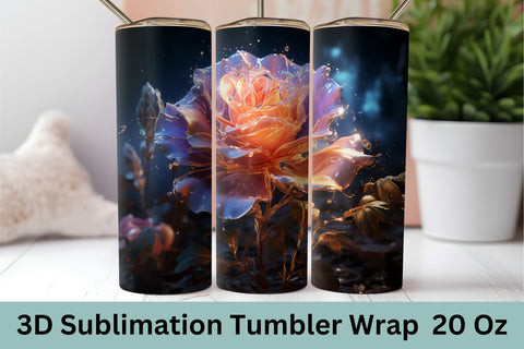 3D Sublimation Tumbler | 20oz Skinny Tumbler | 3D Flowers Sublimation FloridPrintables 