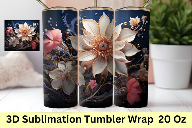 3D Sublimation Tumbler | 3D Flowers Tumbler Wrap Sublimation FloridPrintables 