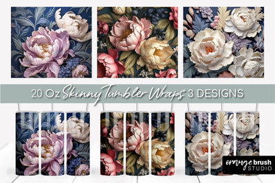 3d Sublimation Tumbler Bundle, 3D Flowers Tumbler Wrap Sublimation OrangeBrushStudio 