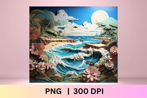 3d Sublimation Tumbler Designs | 3d Tumbler Wrap | Beach Sublimation FloridPrintables 