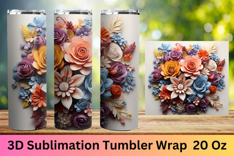 3d sublimation tumbler wrap | 3d Floral Tumbler Sublimation Sublimation FloridPrintables 