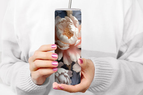 3D Sublimation Tumbler Wrap, 3D Flowers Tumbler Bundle Sublimation OrangeBrushStudio 