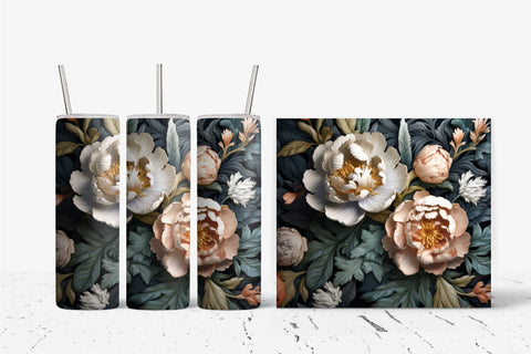 3D Sublimation Tumbler Wrap, 3D Flowers Tumbler Bundle Sublimation OrangeBrushStudio 