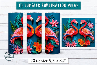 3d Sublimation tumbler wrap | Flamingo tumbler design Sublimation Olga Boat Design 