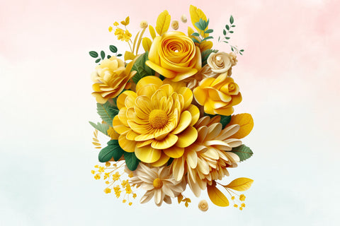 3d sublimation Yellow Floral Bouquet Clipart Sublimation FloridPrintables 