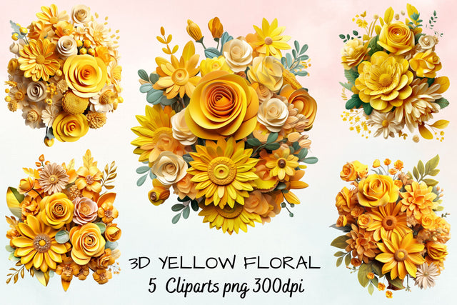 3d sublimation Yellow Floral Bouquet Clipart Sublimation FloridPrintables 