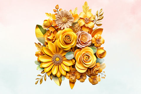 3d sublimation Yellow Floral Bouquet Clipart Sublimation FloridPrintables 