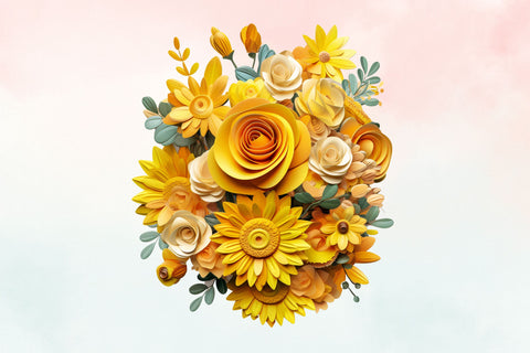 3d sublimation Yellow Floral Bouquet Clipart Sublimation FloridPrintables 