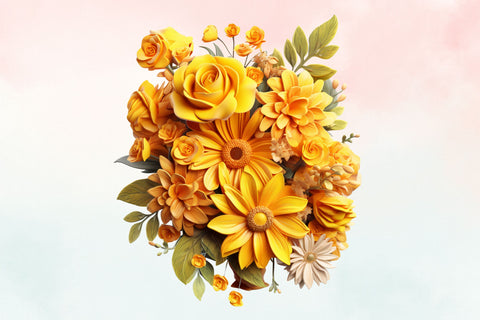 3d sublimation Yellow Floral Bouquet Clipart Sublimation FloridPrintables 