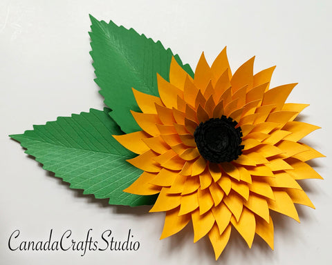 3d Sunflower + Leaf SVG CanadaCraftsStudio 