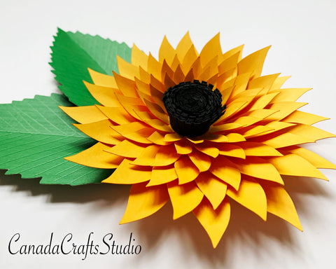 3d Sunflower + Leaf SVG CanadaCraftsStudio 