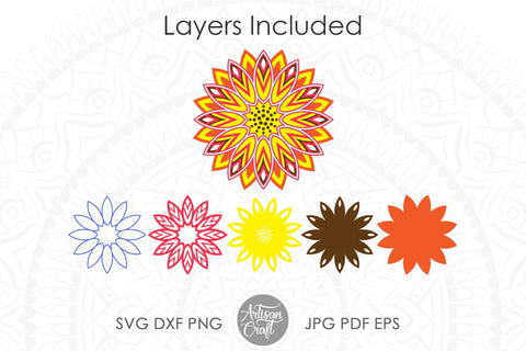 3D Sunflower mandala, 3d mandala SVG SVG Artisan Craft SVG 