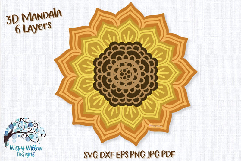 3D Sunflower Mandala SVG 3D Paper Wispy Willow Designs 