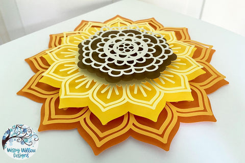 3D Sunflower Mandala SVG 3D Paper Wispy Willow Designs 
