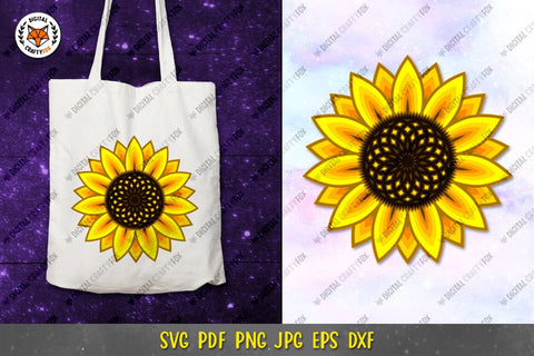 3D Sunflower Mandala SVG, Sunflower Paper Cut SVG 3D Paper Digital Craftyfox 