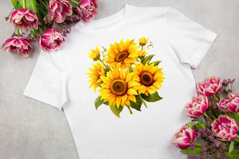 3D Sunflower Sublimation Clipart Bundle Sublimation Regulrcrative 